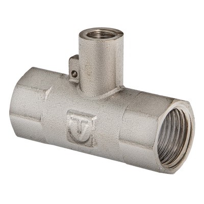 Тройник VALTEC для подключения датчика температуры 3/4 х M10 х 3/4 внутренняя, никелированная латунь Тройник VALTEC для подключения датчика температуры 3/4 х M10 х 3/4 внутренняя, никелированная латунь