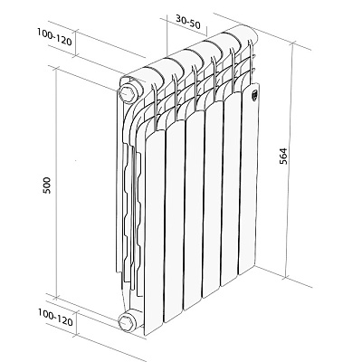 Биметаллический секционный радиатор отопления Royal Thermo Revolution Bimetall 500 / 6 секций