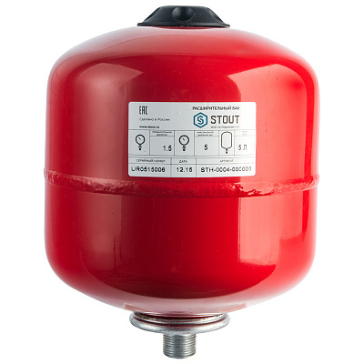 Расширительный бак Stout STH-0004 5 л мембранный с диафрагмой, для системы отопления Расширительный бак Stout STH-0004 5 л мембранный с диафрагмой, для системы отопления