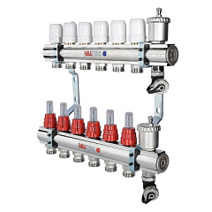 Коллекторная группа VALTEC со встр. расх. в сборе, 1х3 вых. Евроконус 3/4