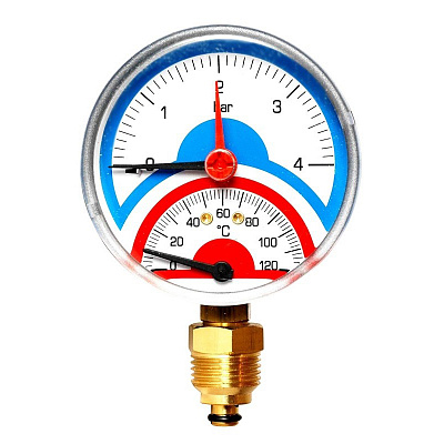 Термоманометр Watts F+R 828/4, радиальный Термоманометр Watts F+R 828/4, радиальный