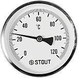 Термометр Stout биметаллический с погружной гильзой 100 мм, Dn 100 мм, 1/2 , 0...120С
