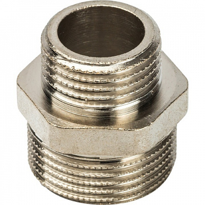 Ниппель Stout переходной, никелированная латунь, наружная резьба 1/4X1/8