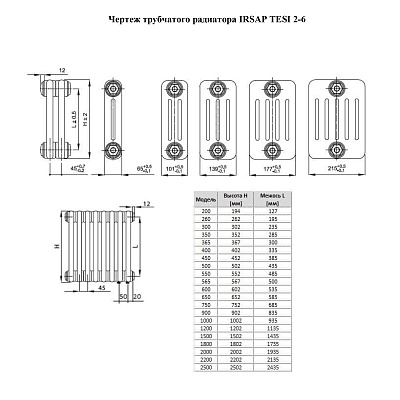 Стальной трубчатый радиатор отопления IRSAP TESI 2 300, 1 секция (RT20300YY01RI02)