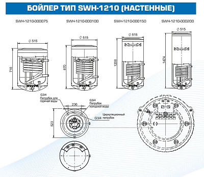 Бойлер косвенного нагрева Stout настенный 200 л