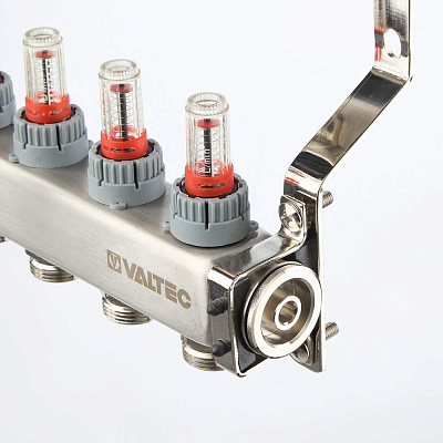 Коллекторная группа VALTEC из нержавеющей стали с регул. клап. и расх., 1х3 вых. Евроконус 3/4 (без сервис. гр.) (VTc.579.EMN.0603)