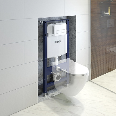 Комплект IDDIS 2 в 1: инсталляция и клавиша смыва, Optima Home, белый глянцевый