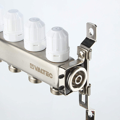 Коллекторная группа VALTEC из нержавеющей стали с регул. клап. и расх., 1х3 вых. Евроконус 3/4 (без сервис. гр.) (VTc.579.EMN.0603)