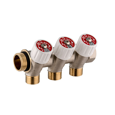 Коллектор Usystems SH 3/4 с вентилями НР/ВР 2x1/2НР, ц/ц 38мм