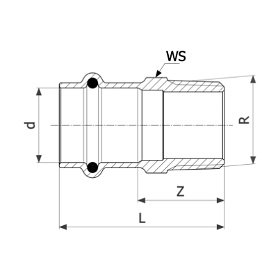 Соединительный элемент медный Viega Sanpress с SC-Contur d=35 (арт. 110 352)