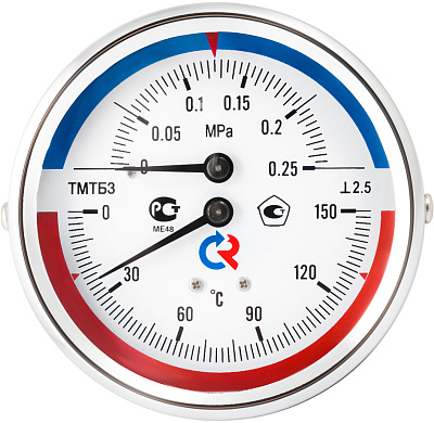 Термоманометр Росма ТМТБ-31T Dy 80 с задним подключением 1/2, 6 бар 0-150*